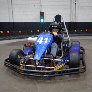 Junior Kart Racer in a Family Go Kart Race